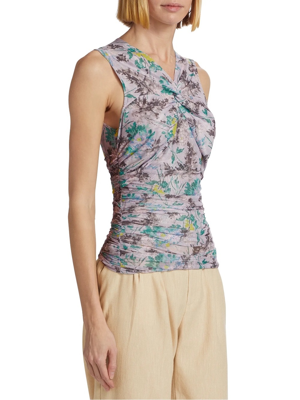 Cinq à Sept Aniya Floral Mesh Ruched Top